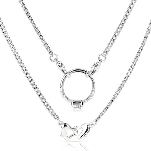 Hobbspring Collier porte-bague en acier inoxydable torsadé avec double fermoir en forme de cœur pour femme, infirmière, cadeau, Acier inoxydable