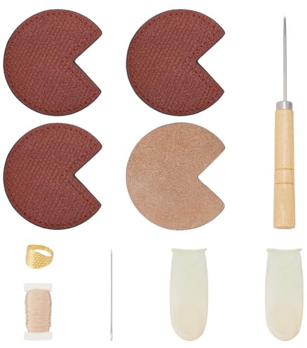 NBEADS 1 Set di Riparazione Angoli Borsa, Toppa In Pelle per Angolo Borsa, Ago Filo Ditale Culle per Le Dita Kit Da Cucito In Pelle per Angolo Borsa Progetti di Cucito e Artigianato, Sella Marrone