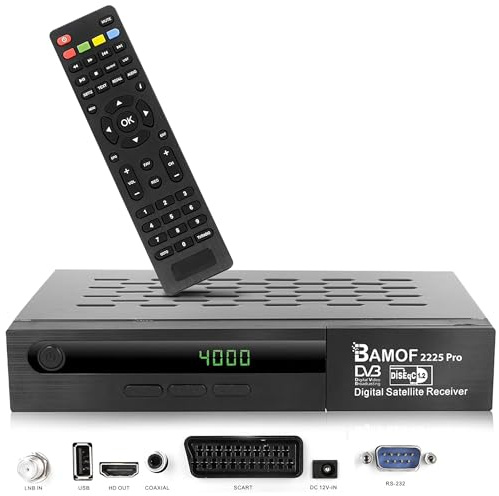 Bamof 2225 DVBS2 Full HD digital satellitmottagare (HDMI, scart, 2 x USB) [förprogrammerad för Astra, Hotbird och Türksat] + HDMI-kabel, svart