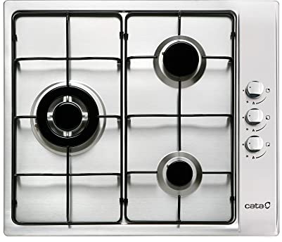 Cata Placa de Gas, Modelo GIB 6021 X, Encimera de Gas Butano, 3 Fuegos, Ancho de 58 cm, Acabado en Acero Inoxidable