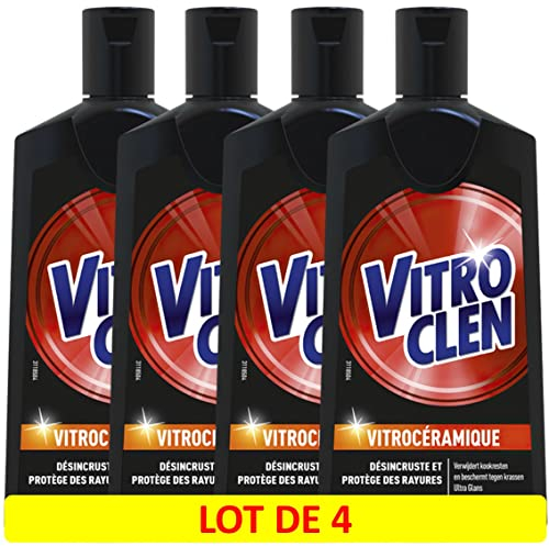 Vitroclen Botella limpiadora crema 3 en 1 de cerámica de 200 ml, lote de 4