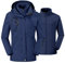 donhobo Damen 3-in-1 Skijacke mit Fleecejacke wasserdichte Regenjacke Outdoorjacke mit Kapuze Abnehmbare Funktionsjacke Warm Winterjacke Doppeljacke Blau XL