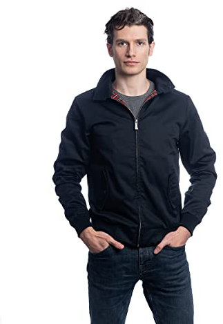 Harrington - BLOUSON EN RIPSTOP RECYCLÉ - HOMME - Blouson court - Coupe ajustée - Coupe-vent et Déperlant - 65% polyester RECYCLÉ, 35% coton - BLEU_MARINE - L