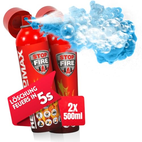 notlok Safety Work Extincteur Pulvérisée Maison Tous Feux, pour Voiture, Cuisines, Bureau et lieux de Travail, Forme de Spray, Agent Extincteur A B E (F), Mini Dimensions Compactes, 500 ML, x2 Pièces