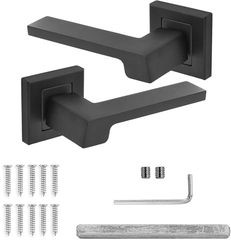 Decoranddecor Spectra Matt Black Aluminium Lever Handles – Internal Door Set for Bedrooms and Bathrooms, Modern Hardware with Smooth Finish and Contemporary Design for Stylish Interior Spaces
