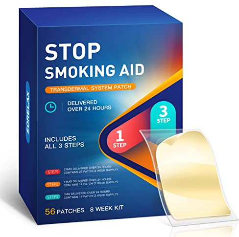 【56 Patches】Smoking Aid Stop Smoking Patch Step 1 2 and 3, Easy and Effective Anti-Smoking Stickers - Best Product to Quit Smoking 21 14 and 7mg (Step 1 2 3)