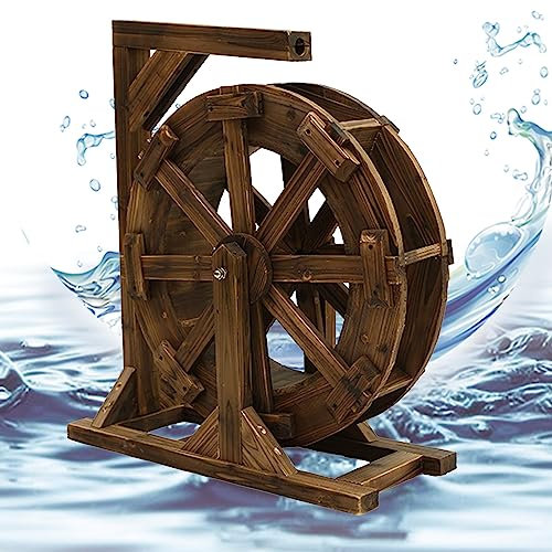 Fontana d'Acqua per Giardino,Fontana con Ruota Idraulica,Ruota Idraulica a Cascata in Legno,Fontane da Giardino all'aperto,Ornamentale Rustico Vintage,per Balcone Patio Cortile Portico ( Size : 90cm )
