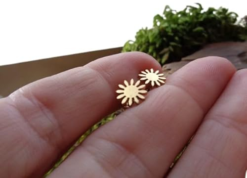 ⊹⊱ GOLD SONNE EDELSTAHL STECKER ⊰⊹ goldfarbene Ohrringe, Sonne, antiallergisch, Stecker, sonnig