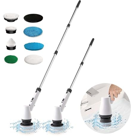 HAZARA Nettoyeur Joint Carrelage Sol éLectrique sans Fil Scrubber PoignéE D'Extension RéGlable, Electric Tile Scrubber Convient pour Le Nettoyage De La Salle De Bain, Etc.