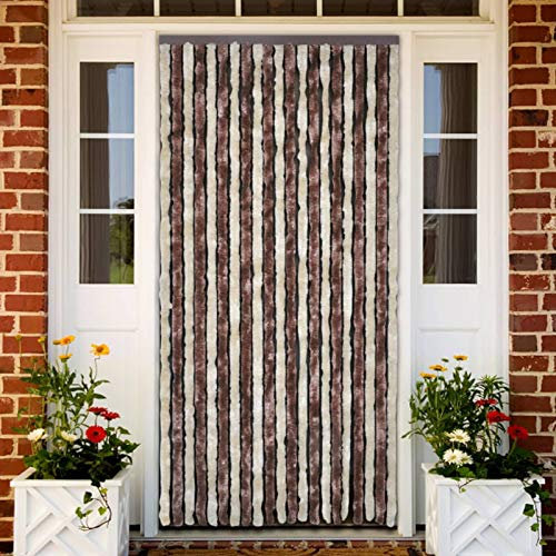Brokky 315120 Insect Curtain Beige and Light Brown 56x200 cm Chenille String Door Curtain Fly Insect Bug Screen String Doorways Divider Doorways Dividers Window Curtain Panel Party Decorations