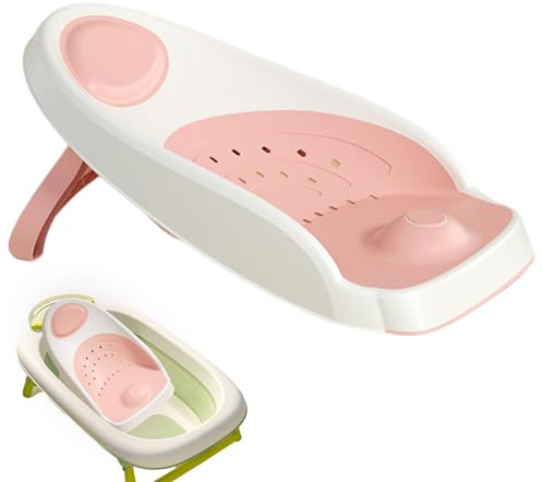Baby Bath Support - Soft Shower Chair for Baby Bath Seat | Bathtub for with Drainage Holes and Temperature Sensor, Adjustable Bath Seat