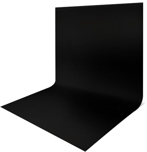 JEBUTU Fond photo noir, 3x6m (9,8x19,6ft) Fond photo, Grand fond de photographie pliable noir en polyester lavable backdrop pour studio photo, télévision, vidéo, Halloween