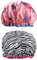 Diffaxy 2 gorros de ducha de doble capa, gorro de ducha elástico reutilizable, gorro de ducha impermeable con volantes para cubrir las orejas, gorro de ducha de satén para mujer