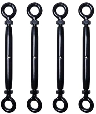 Pastlla Tenditori in acciaio inox, 4 pezzi, occhielli e occhi/O a O, resistenti, per stringere cavi metallici, per tensione di funi metalliche, accessori per tende da sole e vele (M8)