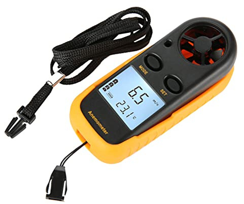 Anémomètre Numérique, Vitesse du Vent, Jauge de Vent Portable avec Mesure de la Température, 5 UnitéS (m/S, Km/H, Mph, Nœuds, Ft/min), Anémomètre Météorologique Portable