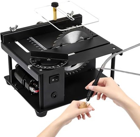 Mini scie circulaire de table améliorée avec arbre flexible 300 W Scie de table multifonction pour bois, plastique, acrylique, bricolage, coupe et polissage, profondeur de coupe de 0 à 35 mm, angle