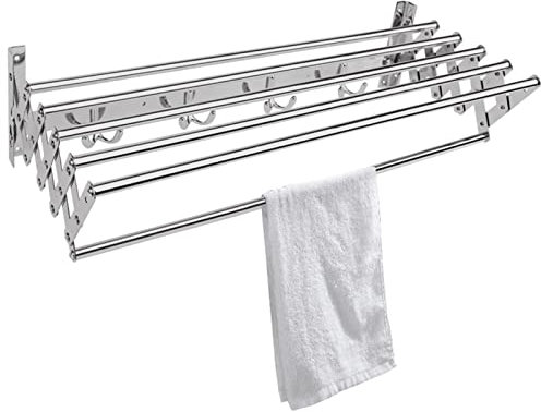 Barra portasciugamani Estensibile Pieghevole da Parete, stendibiancheria per Lavare i Vestiti, Barra portasciugamani da Bagno, stendibiancheria Retrattile salvaspazio (OneColor 50c