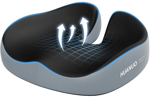 HUANUO Seat Cushion for Office Chairs, Extra Large Desk Chair Cushion for Back Pain Tailbone Pain Relief, Ergonomic Memory Foam Car Seat Cushion, Wheelchair Cushions for Long Sitting, Anti-Slip Bottom