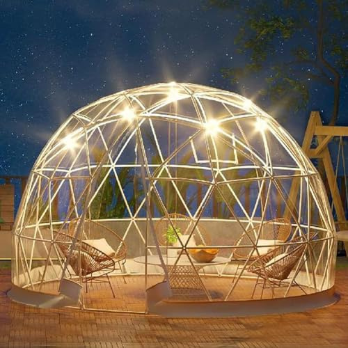Tenda a cupola, tenda trasparente per esterni, resistente alle intemperie, con corde luminose, gazebo pop-up, per cortili, patio, campeggio, osservazione delle stelle