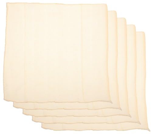 Mikikit 5 Piezas de Tela de Gasa de Algodón Reutilizable 40x40 Cm para Tofu y Cocina Casera, Paño de Queso Dobladillo, Muselina Natural para Colar y Cocinar