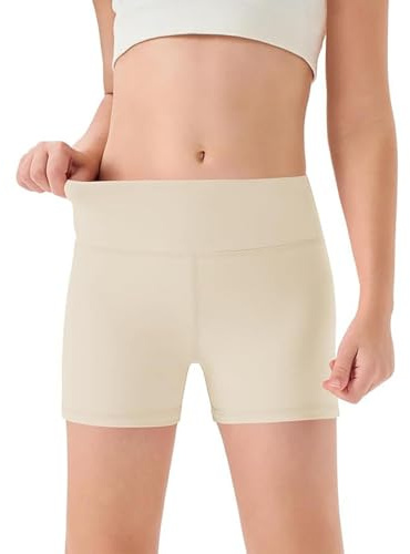 Short D'été pour Fille Shorts sous Robe pour Filles Enfants Pantalons Courts Sport Cycliste Legging avec Ceinture Couleur Unie Élastique Legging Court pour Yoga Danse Gym et Sport activités