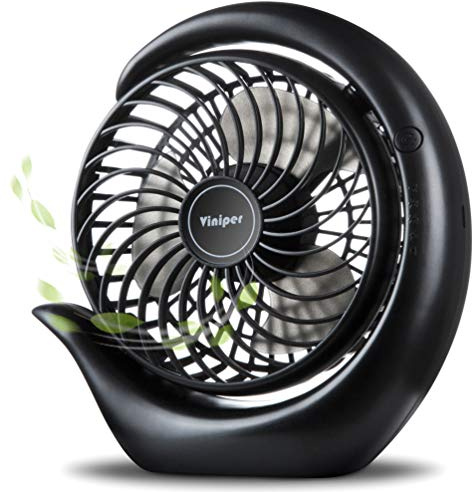 Viniper Portable Rechargeable Fan, Small Desk Fan : 3 Speeds & about 8-24 Hours Longer Working, 180 Rotation, Portable Battery Desktop Fan for Home/Office (Black, Light Black Blade)6.2 inch