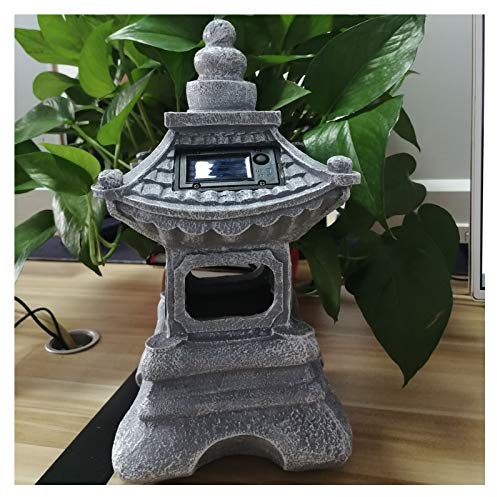 Lanterne solaire extérieure japonaise, lampe de jardin solaire zen japonais, lanterne de pagode, lampe de statue de jardin solaire, résistant au gel,Bleu