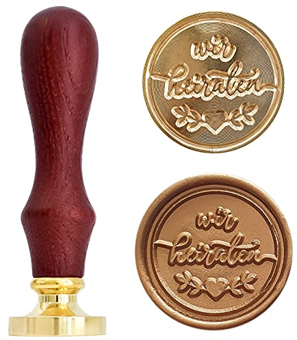 Wachssiegel Stempel Hochzeit – Wir heiraten Wachsstempel mit Zweigen und Herz - Siegelstempel für DIY Einladungen, Menükarten, Briefe und Umschläge