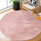carpet city Hochflor Teppich Wohnzimmer - Einfarbig Rosa - 160x160 cm Rund - Super Soft Polyester - Weicher Flor - Teppiche Schlafzimmer - Langflorteppich Puder-Pink