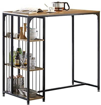 SoBuy Mesa Alta de Bar Mesa Alta de Comedor Mesa de Bistró con 3 Estantes para Bar Estructura de Metal, L115 x P50 x H107 cm FWT84-PF ES
