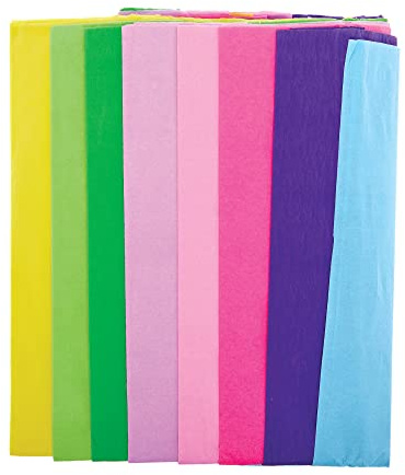 Baker Ross FX480 Pastel Crepe Paper Value Pack - Pack of 8 Sheets, Craft Essentials for Kids Arts and Crafts