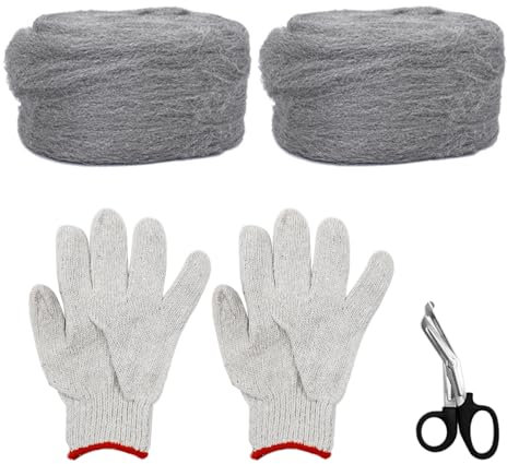 Tiardey Steel Wool Mice Blocker Wire Wool with Work Gloves and Scissor for Sealing Gaps Cleaning Polishing