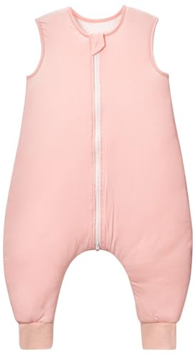 LILBESTIE Bamboo Baby Sleeping Bag with Legs 1.5 Tog Toddler Sleeping Bag with Feet Sleeveless Sleeping Bag Baby12-24 Months, Pink