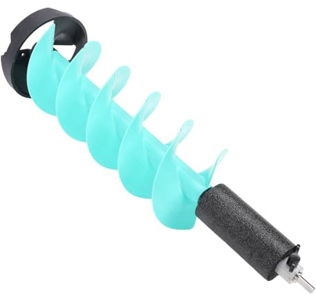 8-Inch Electric Ice Auger with Heavy Duty Nylon Drill Bit, 74cm Length, Steel Cutting Heads, Floating Tube Design for Deep Water Drilling