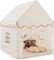 FANTASK Kinderzelt mit Massivholzrahmen & Baumwolldecke, Kinderspielhaus für Jungen Mädchen Prinzess Prinzessin, Beige Kinderspielzelt Indoor, Kinder Spielhaus für Drinnen, 120x105x140cm