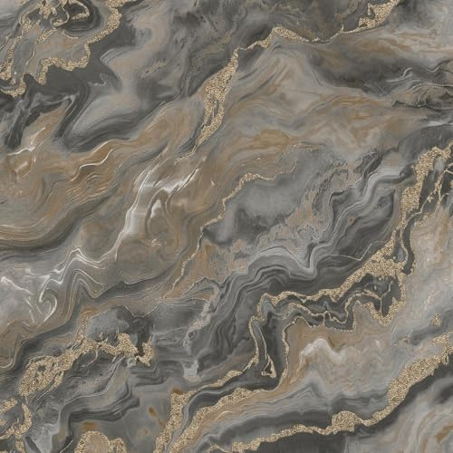 EB-Erismann Elle 10447-37 Non-Woven Wallpaper Marble Look Textured Taupe Gold Metallic