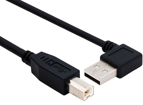 BIGtec 5m Druckerkabel USB Kabel gewinkelt A/B Datenkabel A-Stecker zu B-Stecker gewinkeltes Datenkabel für Drucker Scanner Festplattengehäuse externe Festplatten schwarz