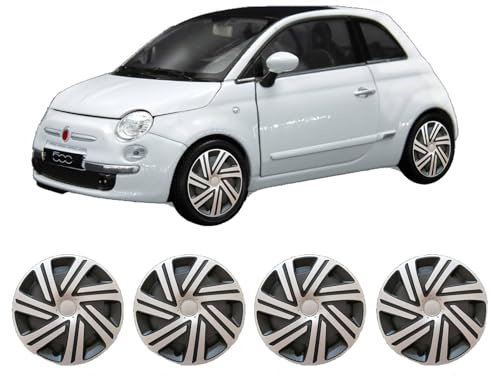 Darfox 14 Inch Wheel Trims – Set of 4 Hubcaps – Compatible with Fiat 500 – Plastic Covers for Steel Wheels (crsb)