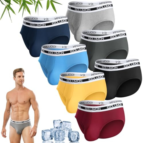 IGOLUMON Mens Briefs Underwear 7 Pack Bamboo Rayon Mens Underwear Multipack | No Fly Stretch Fit Men's Briefs Tag-Free Mid Waist Mens Pants Underpants Breathable Comfortable