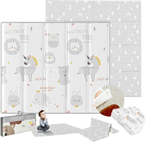 EveryKip® Alfombra Bebe Acolchada Plegable 120x120 Estrellas (1,5Cm Grosor)| Doble Cara Colchoneta Suelo Muy Acolchada | Manta Juegos Infantil Bebé Set de Marco (Estrellas/Unicornio)