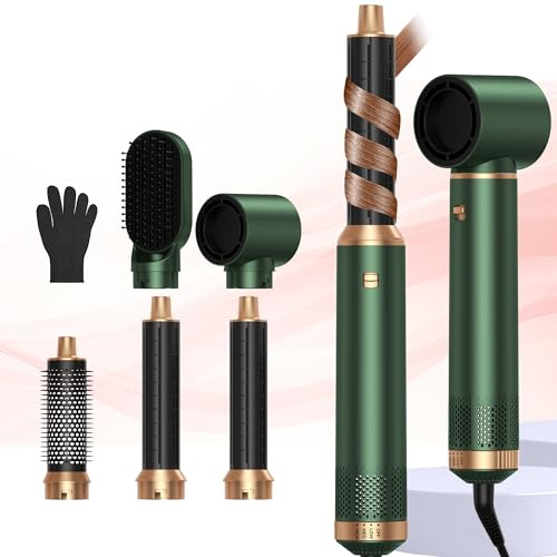 Air Brush 5 en 1 Hair Styler Airbrush 5 en 1 Air Styler avec Seche Cheveux, Brosse Soufflante, Fer a Boucler, Thermal Brush, Brosse Lissante Seche Cheveux 5 en 1 pour Sécher, Boucler, Lisser