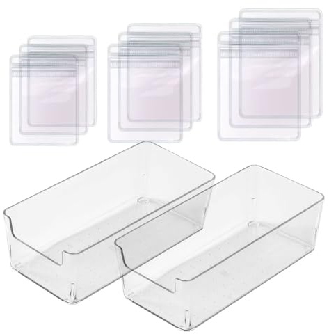 2 Pack Acrylic Organizers Cases Jewellery Storage Box 60 Pack PVC Clear Jewelry Anti Oxidation Zipper Bags for Packaging Earring Rings Necklace Large Space Jewellery Case Anti-oxidation Bag