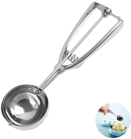 Ice Cream Scoop with Trigger, Stainless Steel Cookie Scoop, Icecream Scoop with Release, for Meatballs, Mellon Balls, Mashed Potatoes Muffins Ice Cream and Baking (6cm)