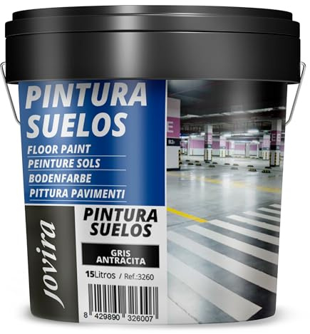 JOVIRA PINTURAS Pintura Suelos, Garajes y Pavimentos Deportivos En General, Acabado Mate, Protege y Decora Las Superficies de Hormigón, Cemento y Asfalto, (15 Litros, Antracita) 20 Kg