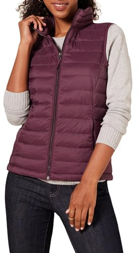 Amazon Essentials Women's Lightweight Water-Resistant Packable Puffer Gilet, Burgundy, XL