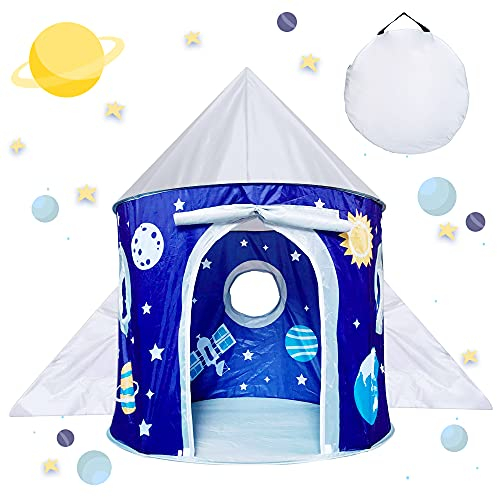 Toy Gifts for 1-7 Year Old Kids Boys, Pop Up Play Tents for Kid, Space Rocket Toys for Toddler Boy Birthday Present, Kids Outdoor Toys Foldable Playhouse for Boy Toddlers Child Gift
