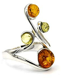 PMBER28 Bague d'ambre pour femme en argent 925
