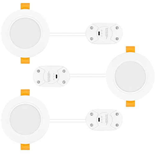 LUMENBAO 5W LED Small Round Recessed Downlights, LED Ceiling Lamps 500Lm Downlight Light Color Adjustable 3000K 4000K 6000K, Cut Hole Diameter 75-90MM, IP54 Waterproof for Kitchen Bathroom 3 Lamps