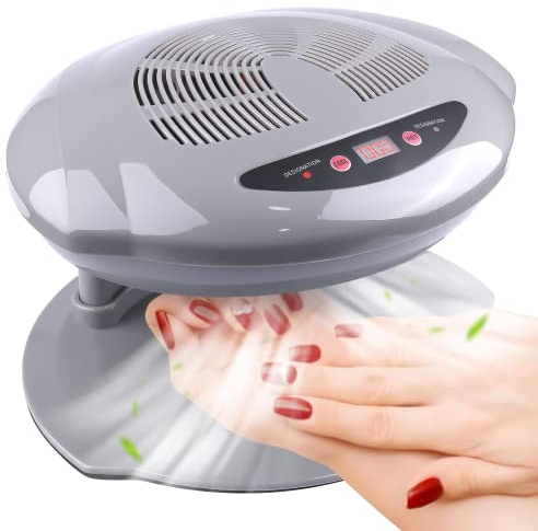 Kalolary Nagellampe, 400 W Air Nail Dryer Nail Fan Haartrockner für Hände und Füße Nagellack Automatischer Sensor Warm Cool Breeze Verwendung zu Hause und im Salon (Grau)