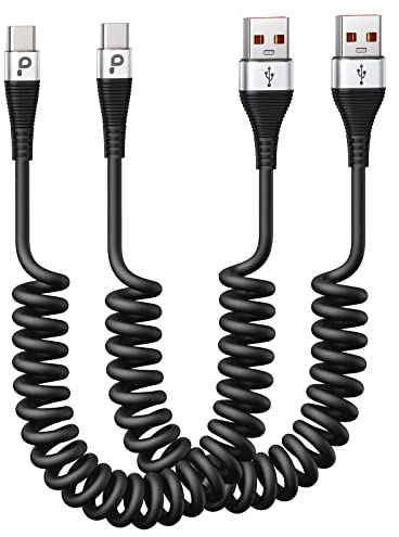 USB C Cable Fast Charging, 2Pack 3ft Coiled USB A to Type C Charge Cord for Car, USB-C Charging Cable Compatible with iPhone 17/16/15/Samsung Galaxy S20 S10 S9 S8 Plus Note 10 and More USB C Devices